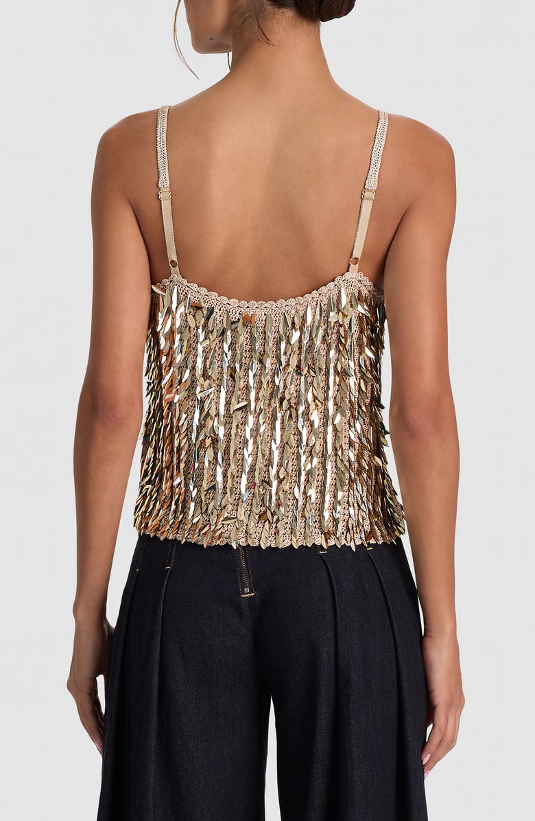Alice + Olivia Nicolette Sequin Camisole, Alternate, color, Sand/ Gold