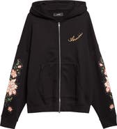 AMIRI Oversize Crystal Embellished Floral Zip Hoodie