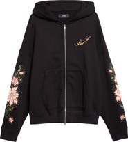 AMIRI Oversize Crystal Embellished Floral Zip Hoodie