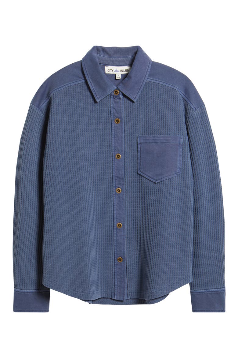 Camden Thermal Mixed Media Snap-Up Shirt, Alternate, color, BLUE