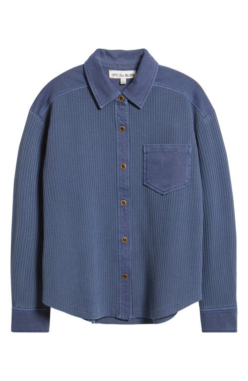 City Blues Camden Thermal Mixed Media Snap-up Shirt In Blue