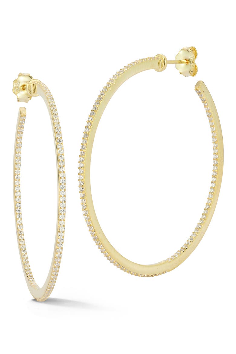 Cubic Zirconia Hoop Earrings, Main, color, GOLD