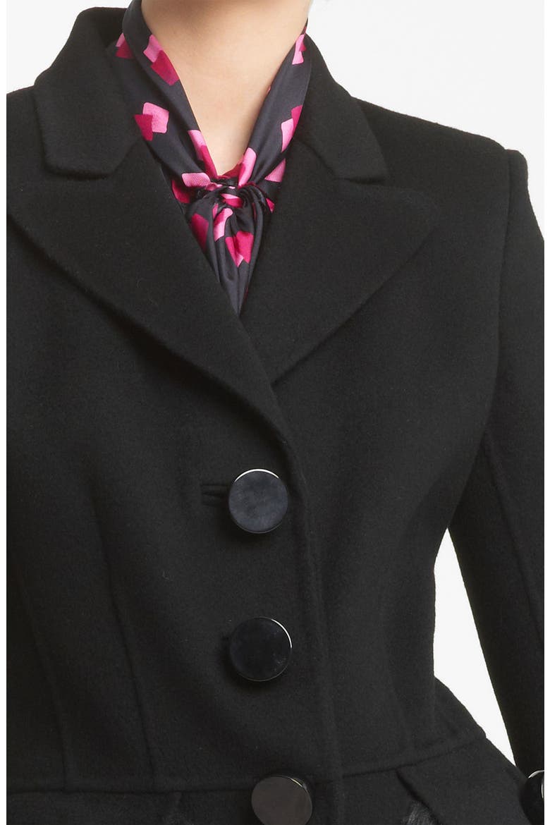 Faux Fur Pocket Wool Coat, Alternate, color, BLACK