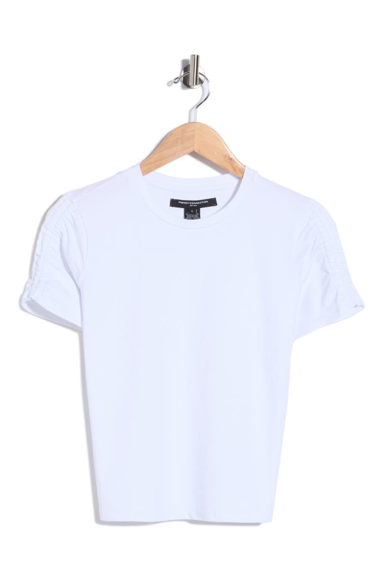 Rallie Ruched Sleeve Cotton T-Shirt, Alternate, color, WHITE