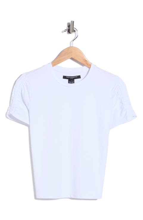 Rallie Ruched Sleeve Cotton T-Shirt