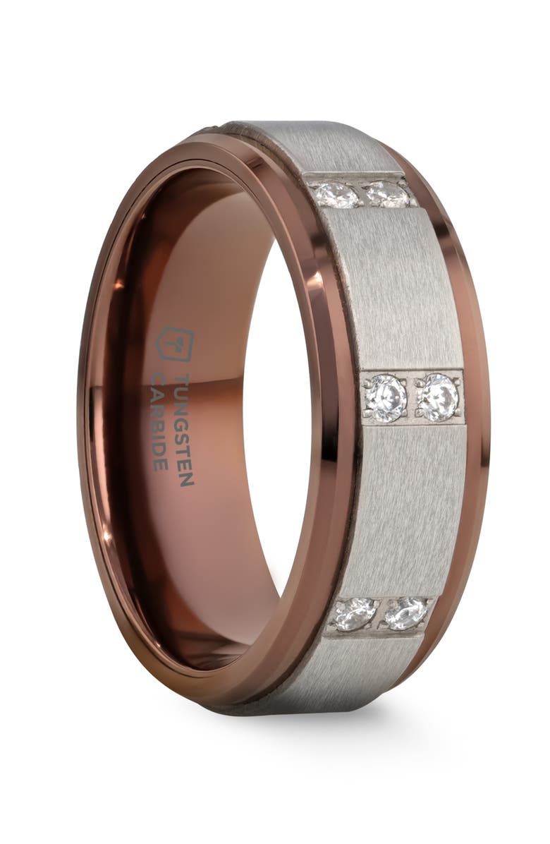 Larson Jewelers Beowulf Raised Center Tungsten Wedding Band, Main, color, Espresso
