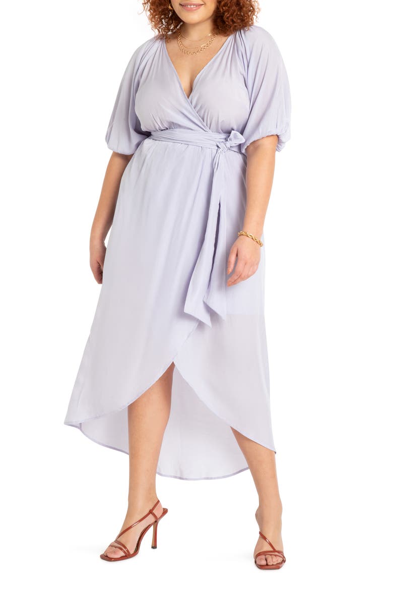 High-Low Wrap Dress, Main, color, PURPLE HEATHER