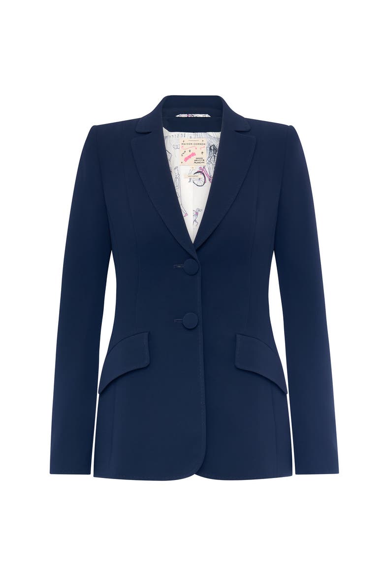 Classic Blazer With Sharp Shoulders, Main, color, Navy