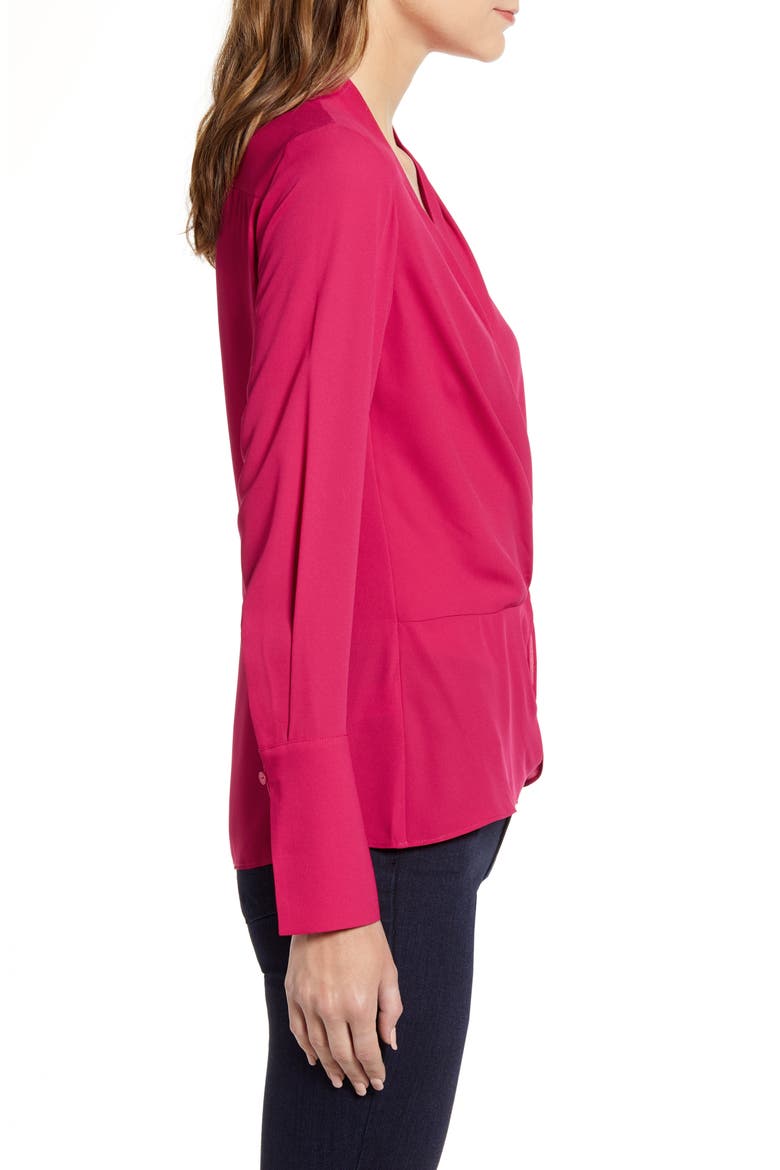 Surplice Twist Front Top, Alternate, color, RED CERISE