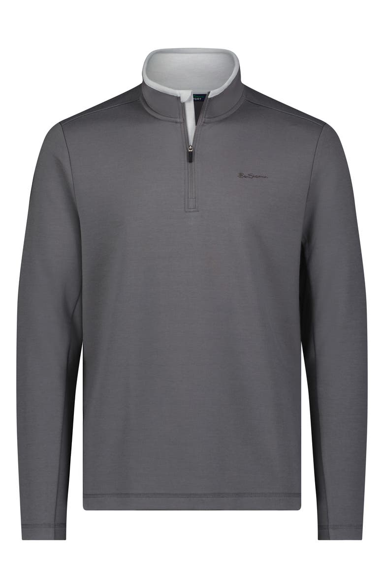 Ben Sherman Textured Knit Quarter Zip Pullover, Main, color, Dark Grey
