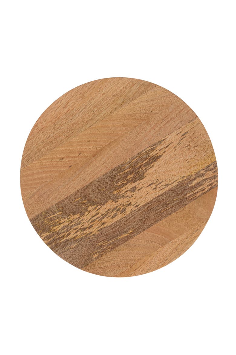 Round Mango Wood Stool, Natural, Alternate, color, Natural