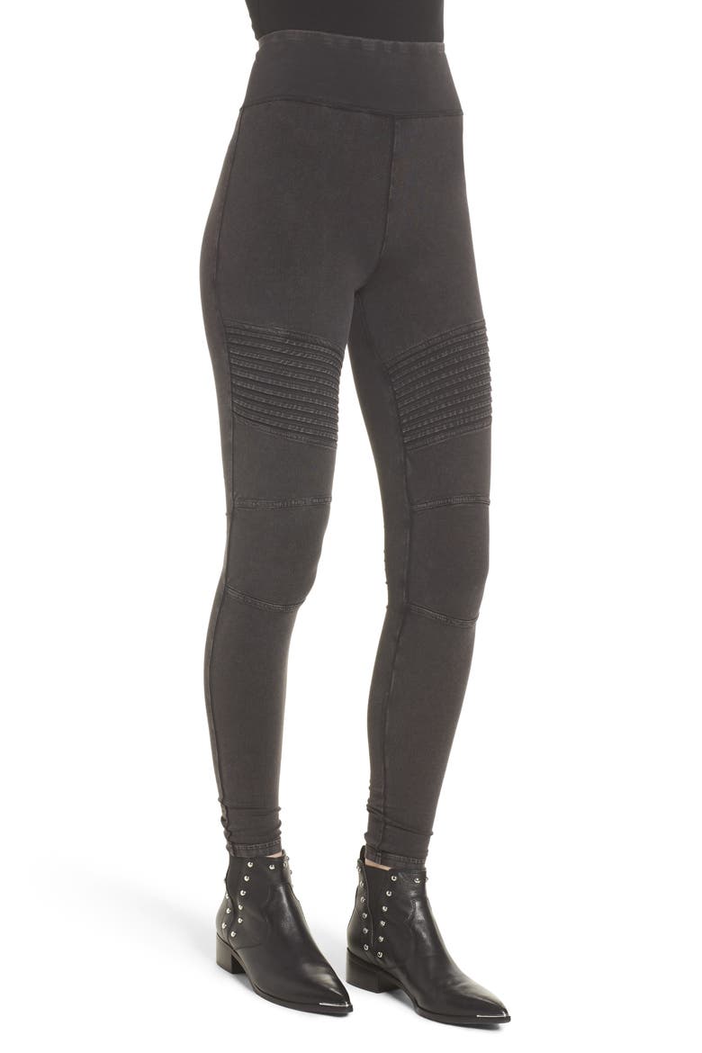 Washed Moto Leggings, Alternate, color, BLACK