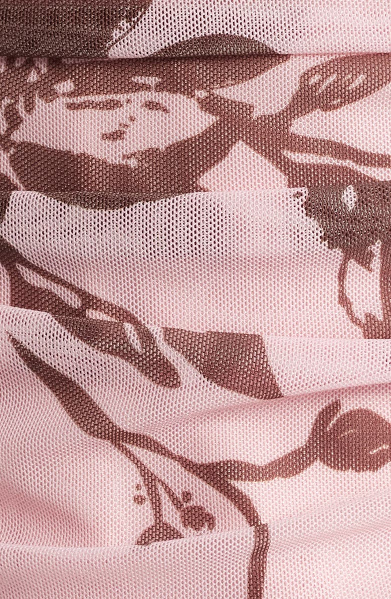 Petal & Pup Navida Off the Shoulder Mesh Top, Alternate, color, Pink Brown Floral