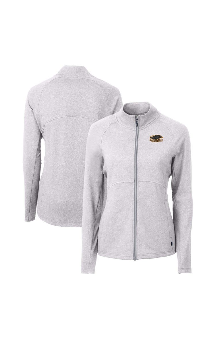 Cutter & Buck Women's Cutter & Buck  Heather Gray Wisconsin-Milwaukee Panthers Adapt Eco Knit Heather Recycled Full-Zip Jacket, Main, color, 