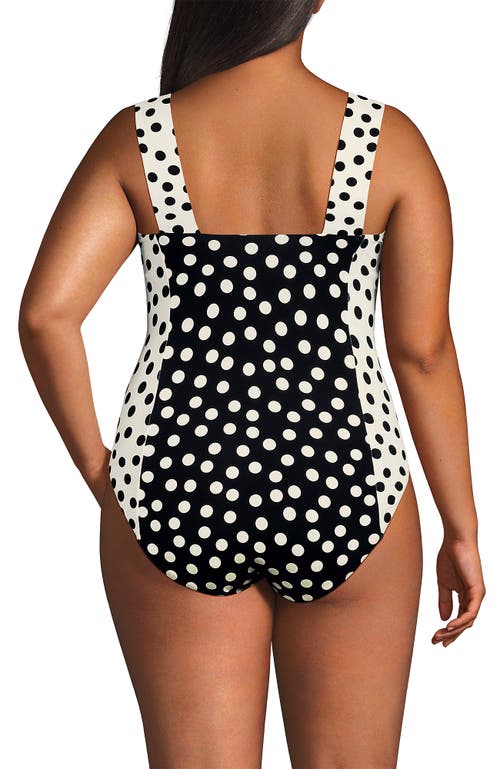 LANDS' END LANDS' END SQUARE NECK HIGH LEG ONE PIECE SWIMSUIT