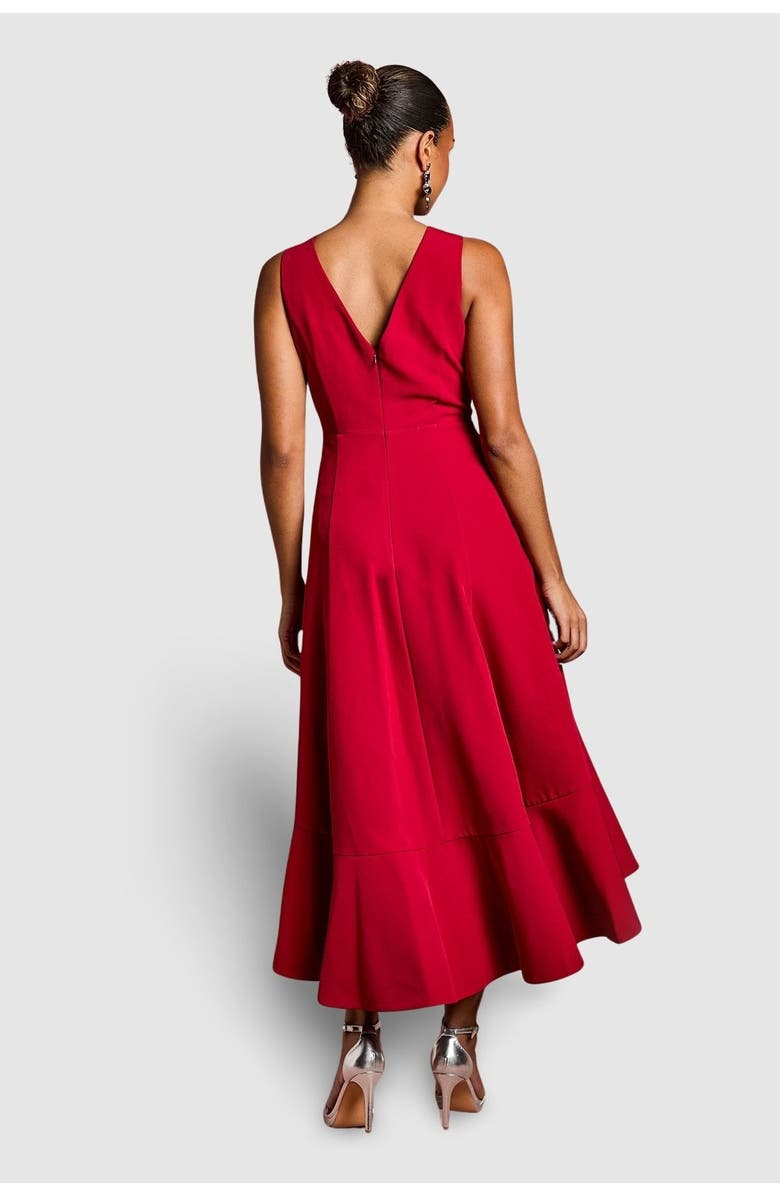 Coast Petite Crepe Ruffle Low Back Dress, Alternate, color, Berry