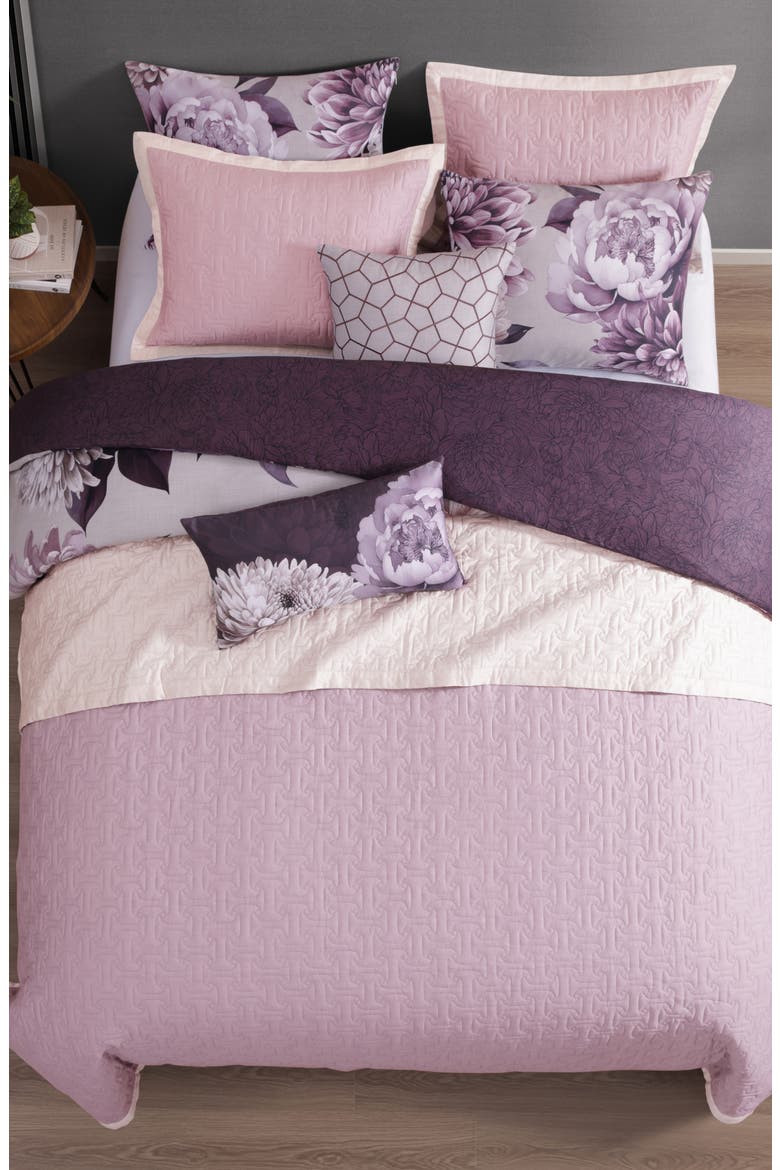 Plum Petal Print 8-Piece Reversible Comforter Set, Alternate, color, PURPLE