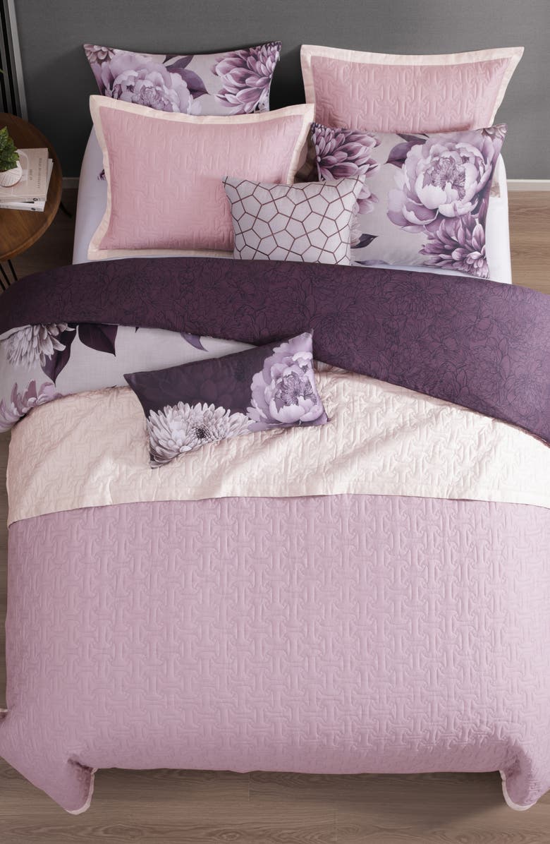 Bebejan Plum Petal Print 8-Piece Reversible Comforter Set, Alternate, color, Purple