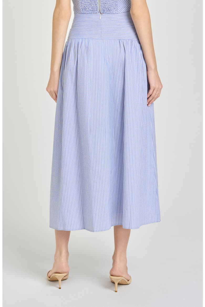 x Hannah Lovey Porter Georgia Directional Stripe Cotton Blend Midi Skirt (Nordstrom Exclusive), Alternate, color, BLUE