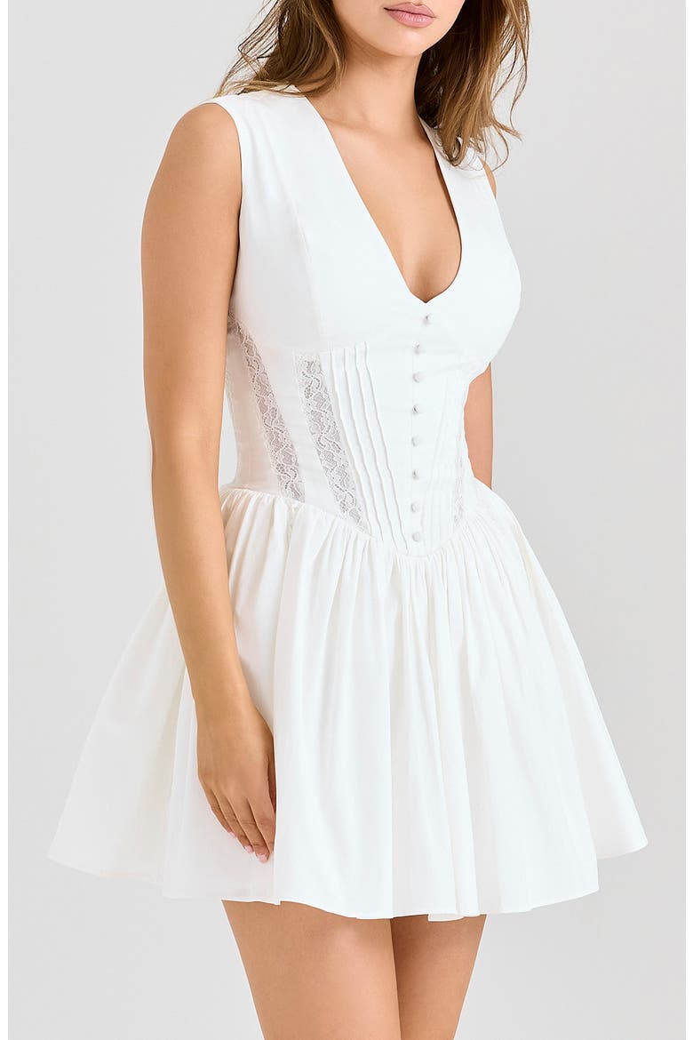 Carmel Stretch Cotton Fit & Flare Minidress, Alternate, color, WHITE