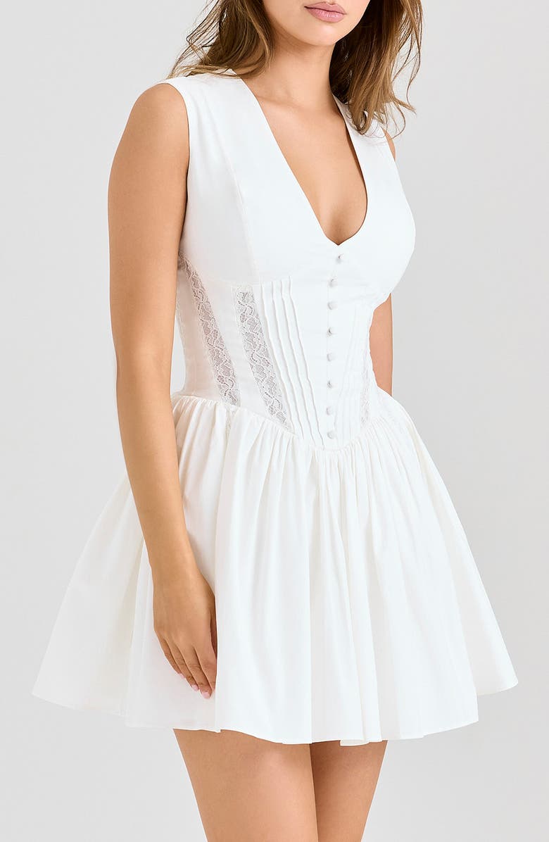 HOUSE OF CB Carmel Stretch Cotton Fit & Flare Minidress, Alternate, color, White