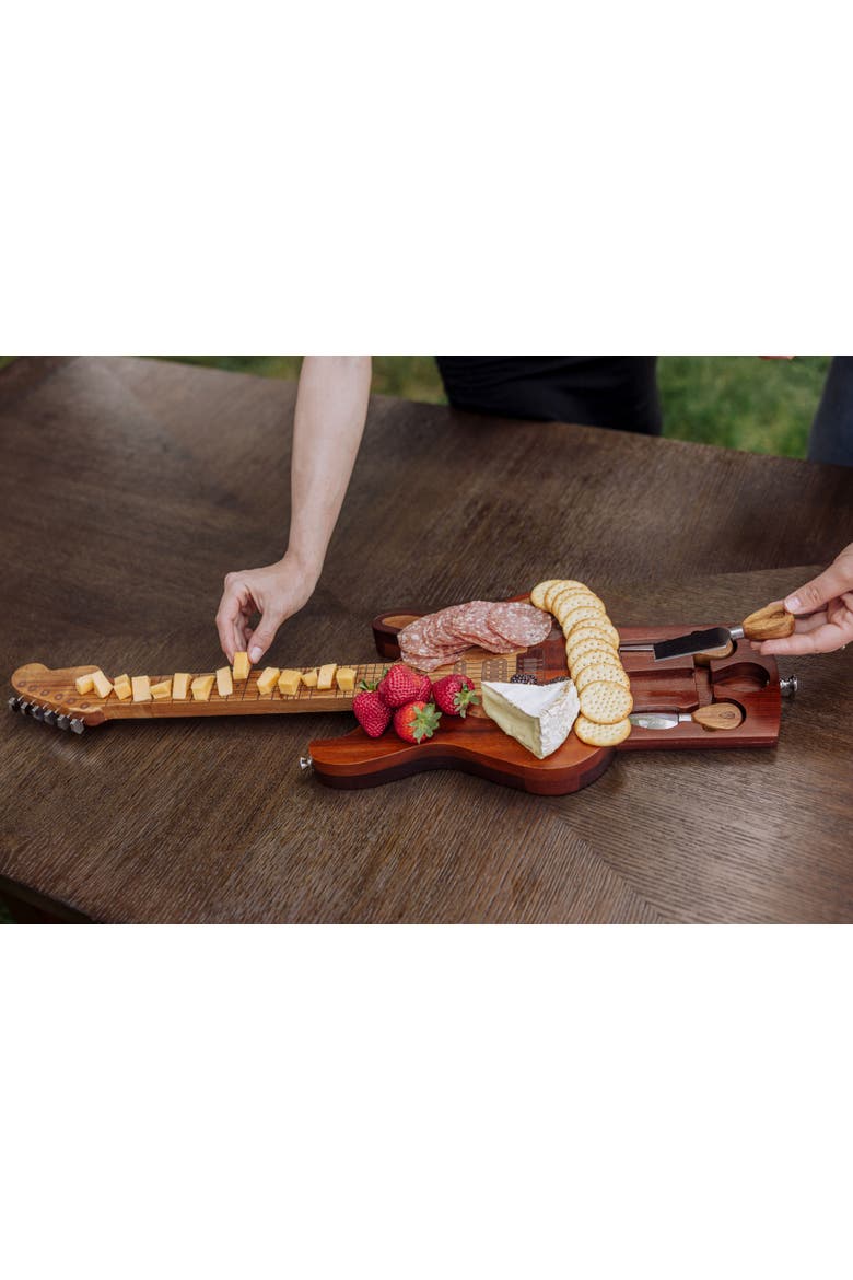 Guitar Legend Cheese Board & Tools Set, Alternate, color, Acacia Wood