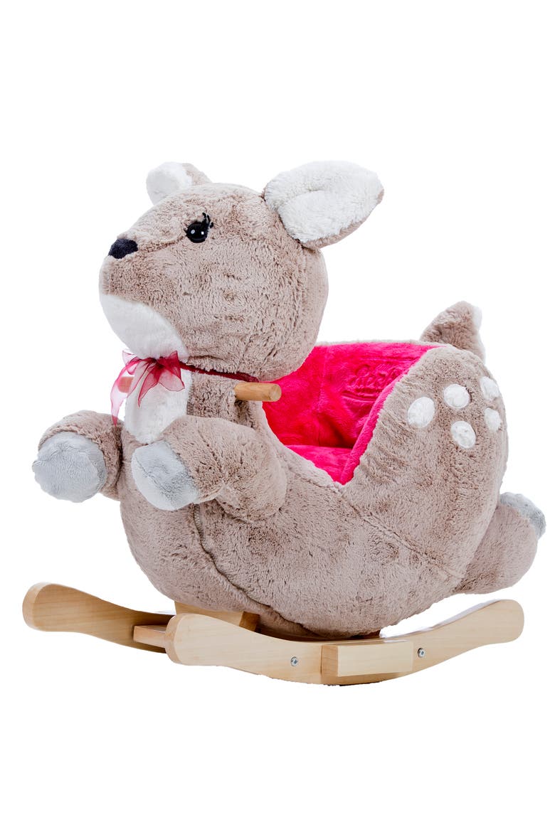 Little Rockers Deer Wooden Plush Ride, Main, color, Multicolored