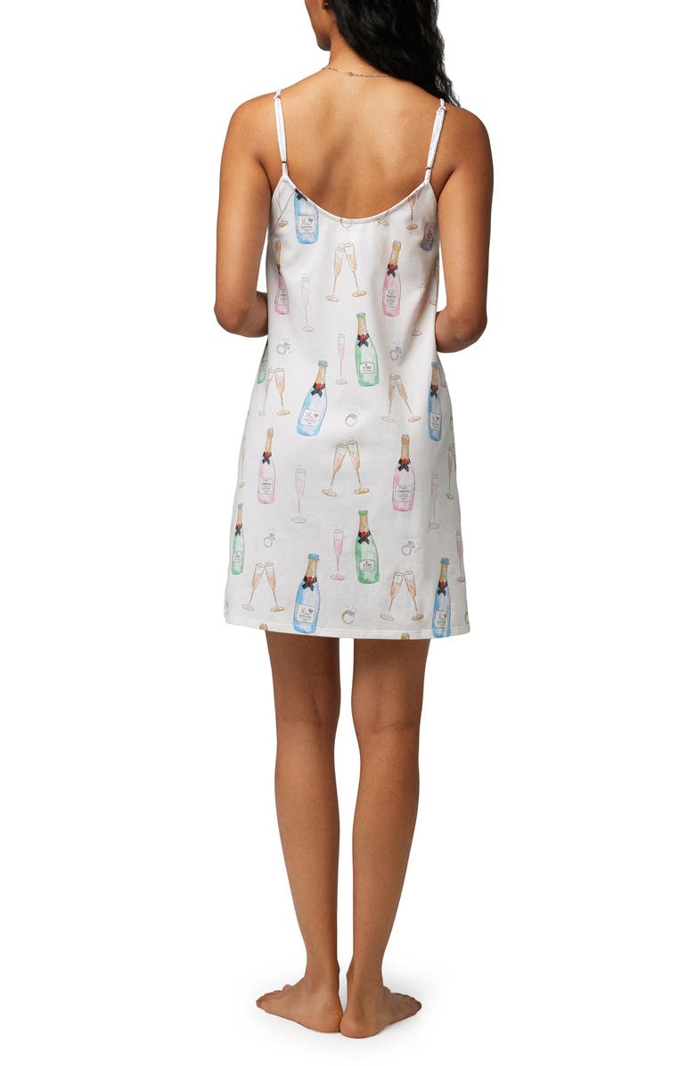 BedHead Pajamas Just Married Print Organic Cotton Jersey Chemise, Alternate, color, Champagne Wedding