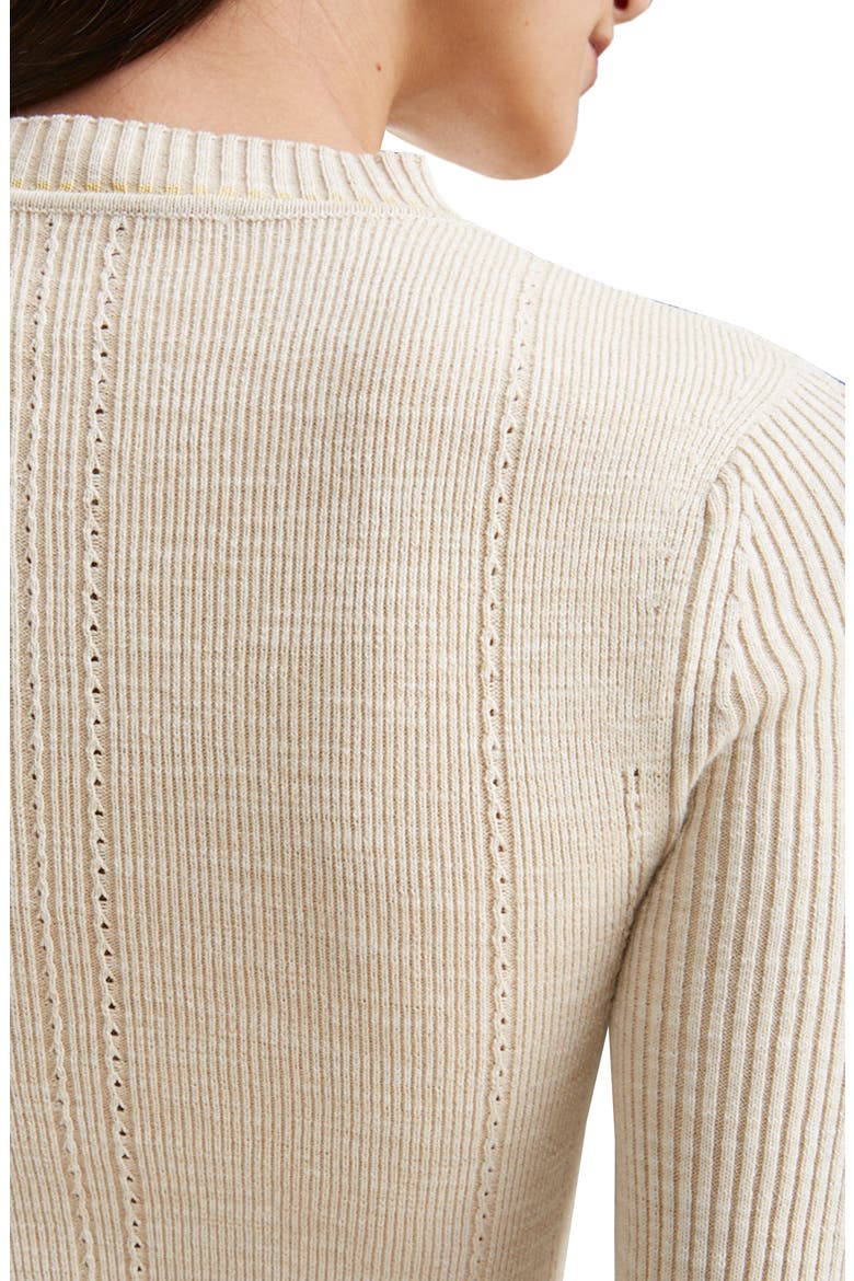 Long Sleeve Fit & Flare Sweater Dress, Alternate, color, BISCUIT/ LEMON