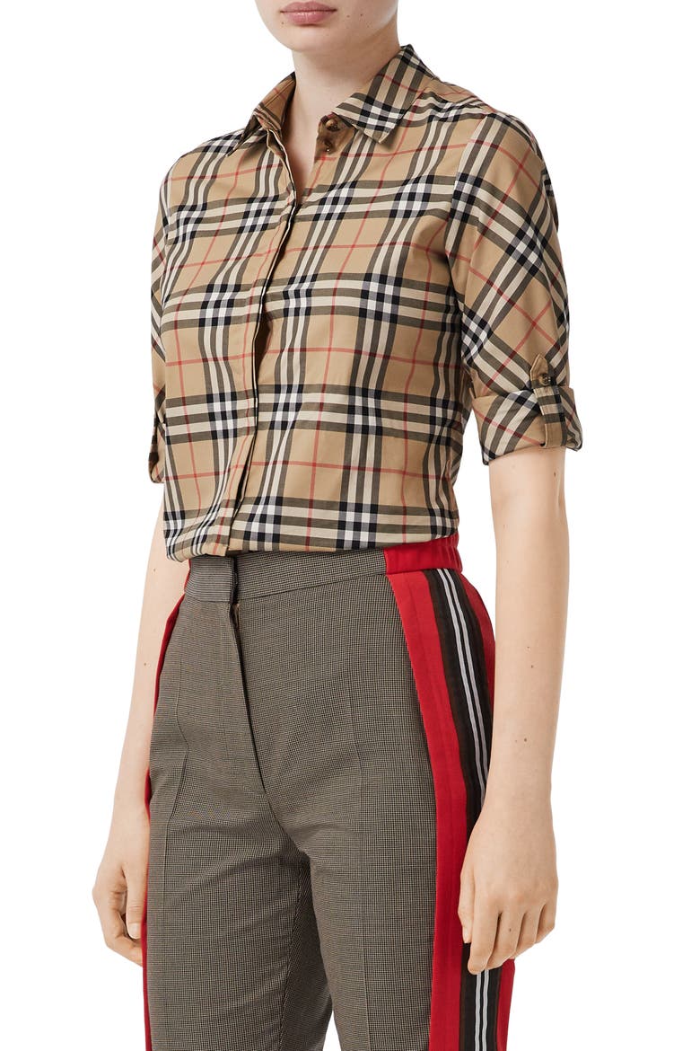 Luka Vintage Check Stretch Cotton Twill Shirt, Alternate, color, ARCHIVE BEIGE IP CHK