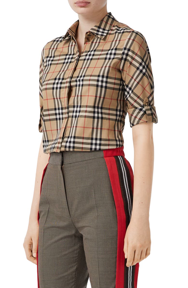 Burberry Luka Vintage Check Stretch Cotton Twill Shirt, Alternate, color,