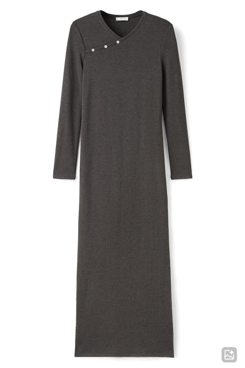 Long Sleeve Faux Wrap Maxi Dress, Alternate, color, DARK HEATHER GREY