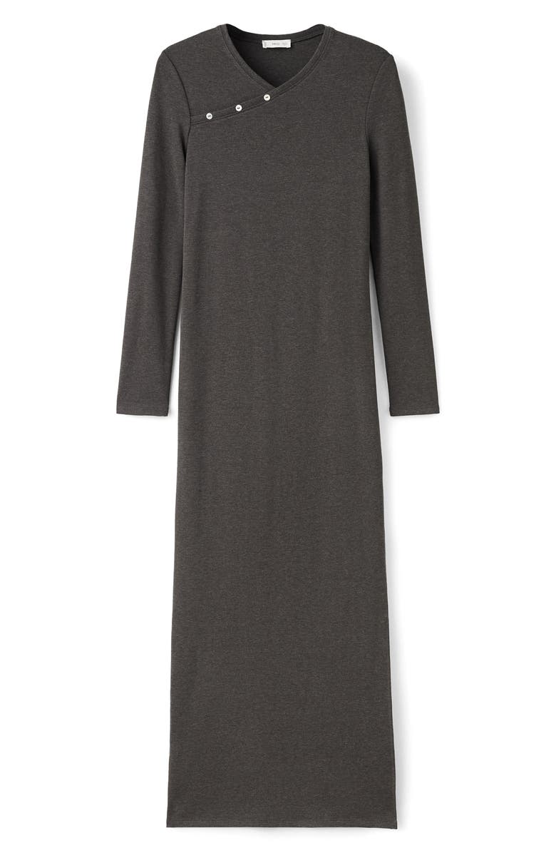 MANGO TEEN Long Sleeve Faux Wrap Maxi Dress, Alternate, color, Dark Heather Grey