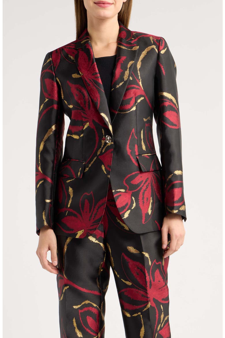 One-Button Notched Collar Blazer, Main, color, ANNE BLACK MULTI