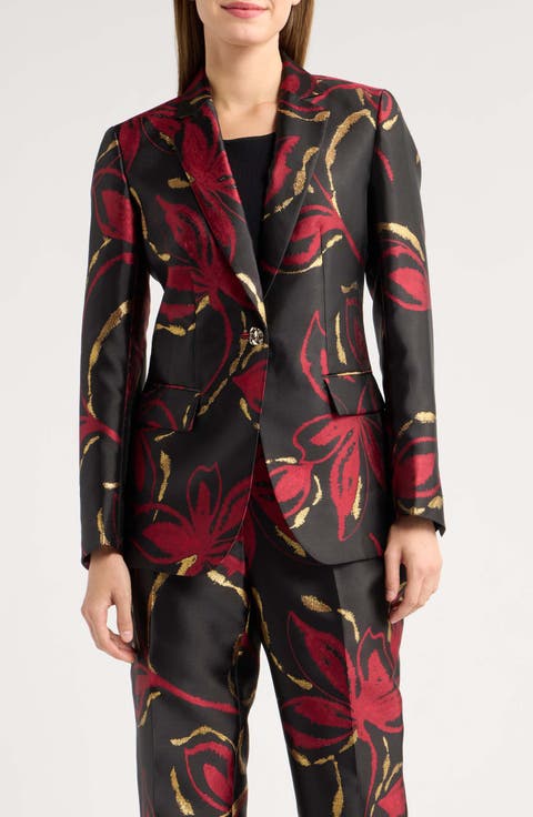 One-Button Notched Collar Blazer