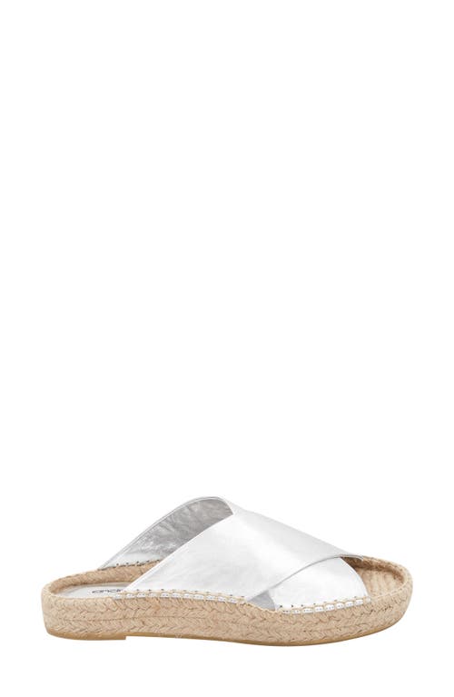 Andre Assous Estelle Espadrille Platform Slide Sandal In Silver