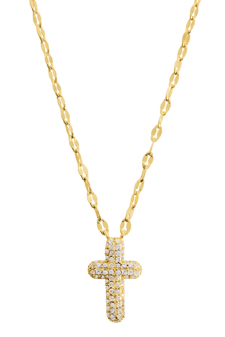 Pavé CZ Cross Pendant Necklace, Main, color, GOLD