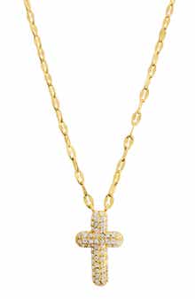 Pavé CZ Cross Pendant Necklace