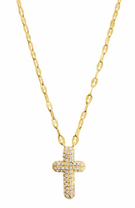 Pavé CZ Cross Pendant Necklace