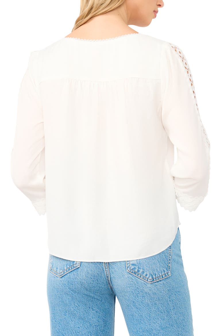 Lace Trim Square Neck Top, Alternate, color, NEW IVORY