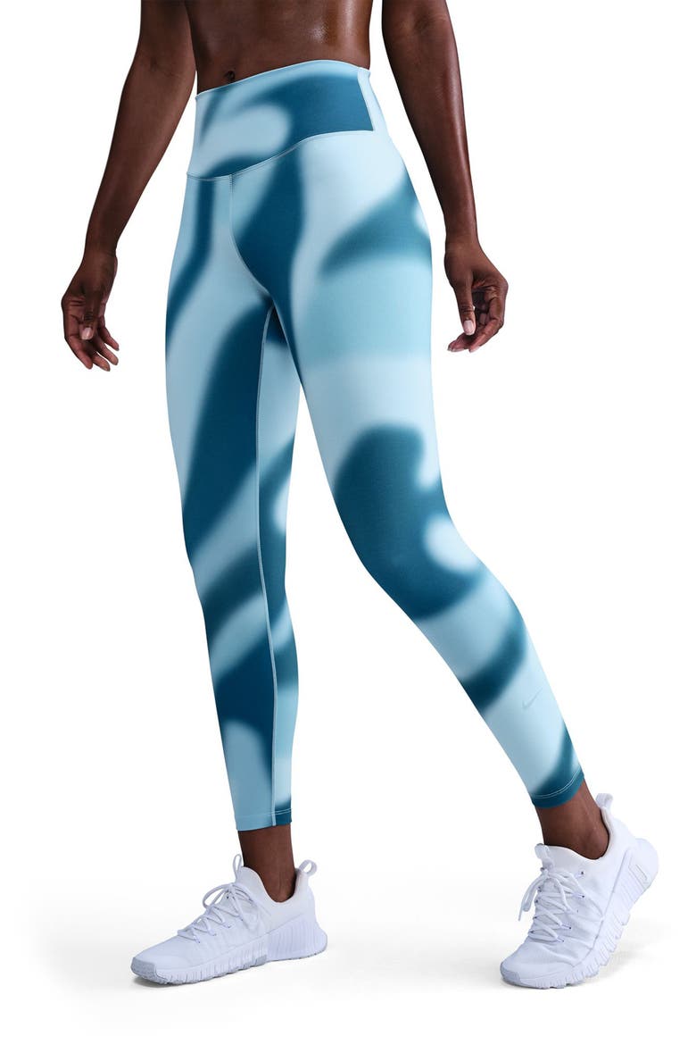 One Dri-FIT High Waist 7/8 Leggings, Main, color, ARMORY BLUE/ CELESTINE BLUE