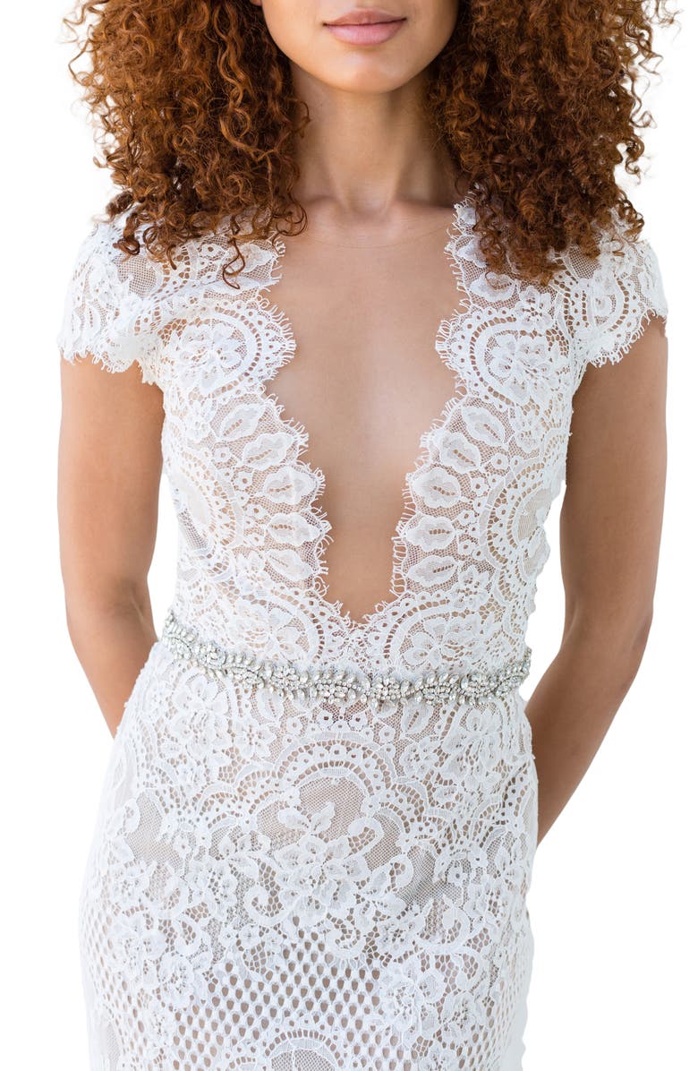 Brides & Hairpins Bronte Crystal Sash, Main, color, 