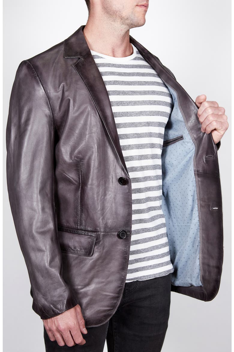 Vintage Leather Blazer, Alternate, color, CHARCOAL