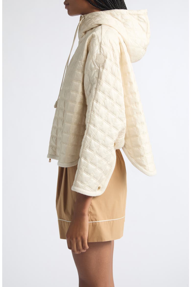 Boxy Quilted Nylon Cape Coat, Alternate, color, BEIGE