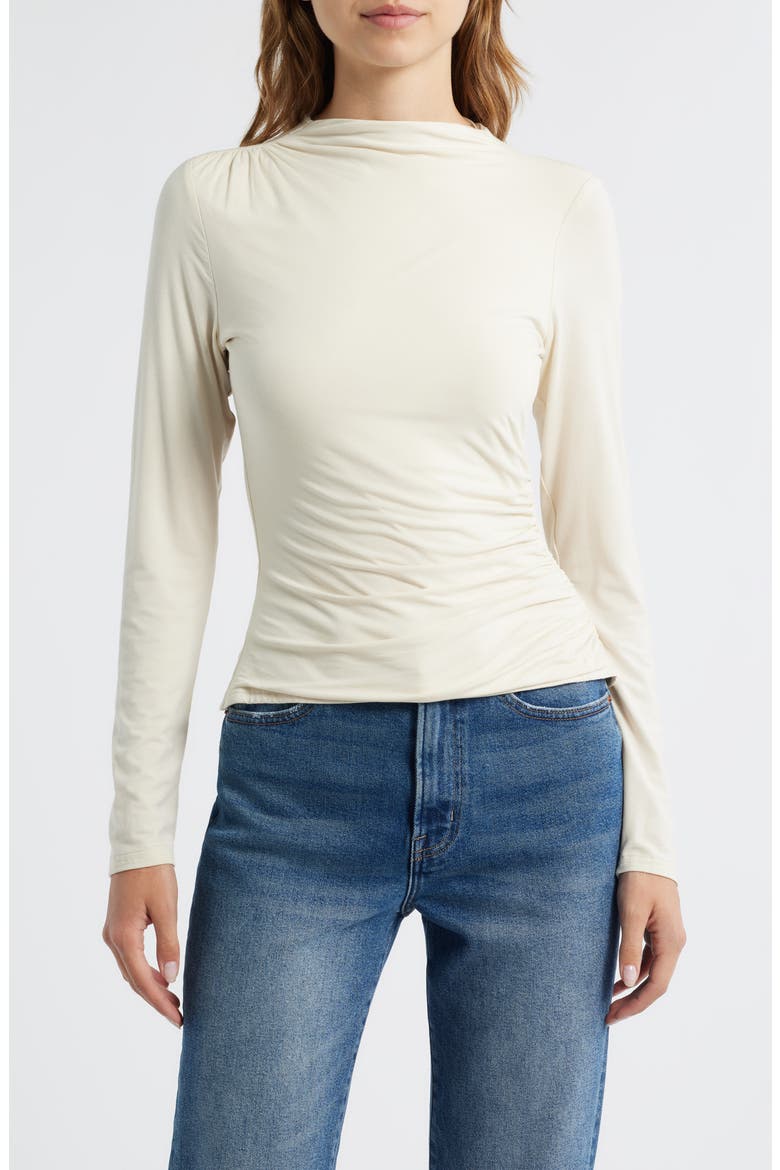 Joelle Ruched Funnel Neck Top, Main, color, IVORY