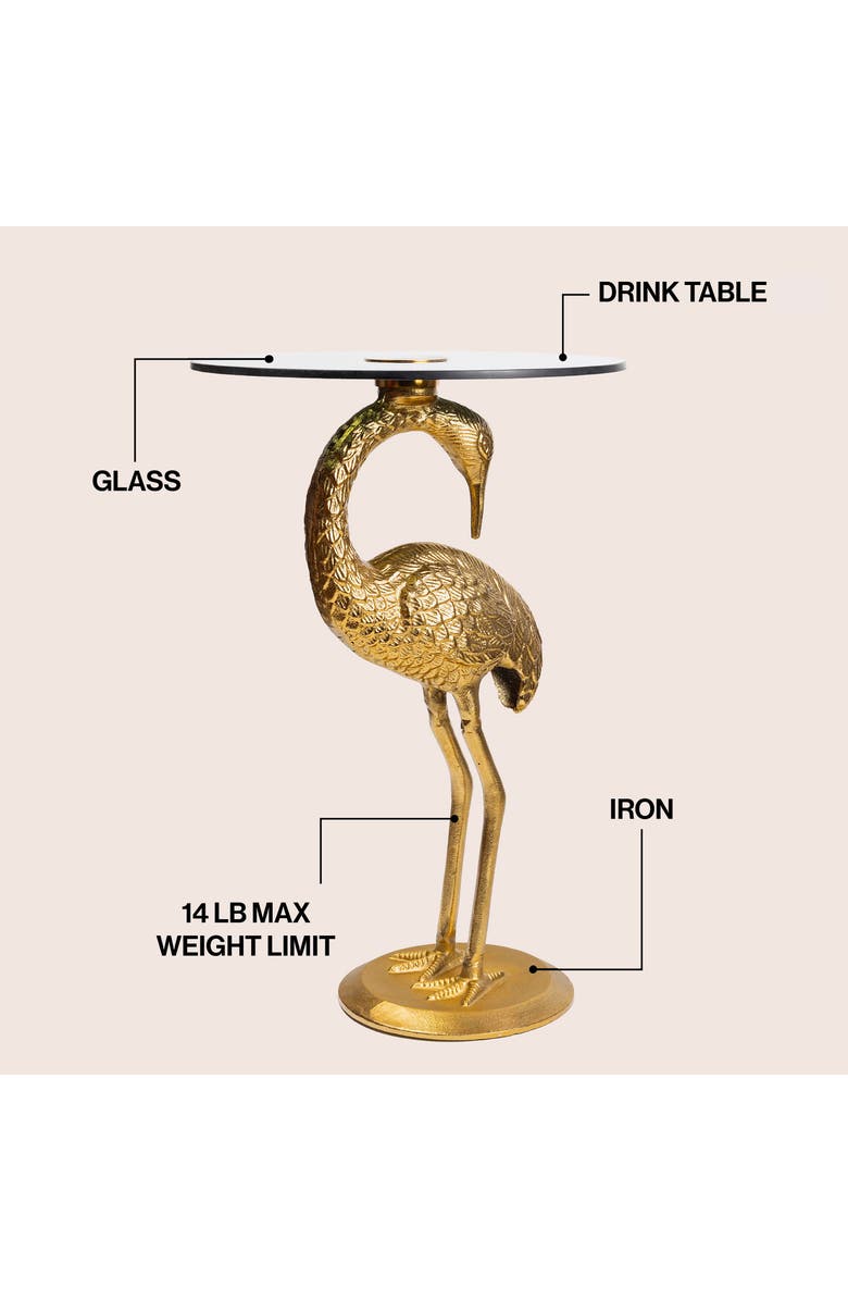 JONATHAN Y Blanche 25" Classic Mid-Century Glass Top Flamingo End Table, Alternate, color, Gold/Black