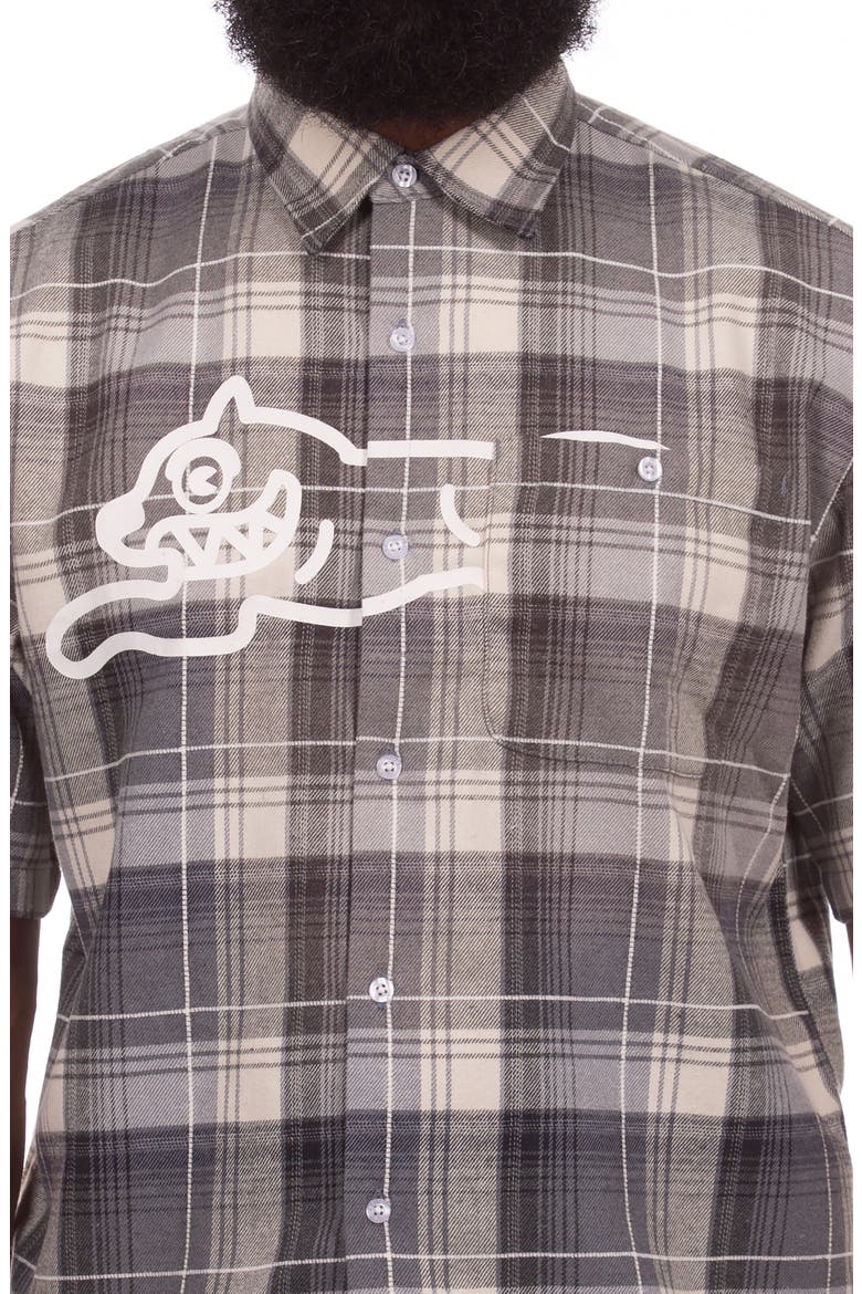 Snow Cone Plaid Short Sleeve Button-Up Shirt, Alternate, color, BLACK