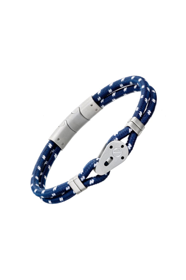 Sailing Pulley Nylon Cord Brushed Stainless Steel Detail, Main, color, NAVY