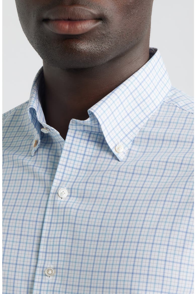 Canal Tailored Fit Check Performance Poplin Button-Down Shirt, Alternate, color, BLUE FROST