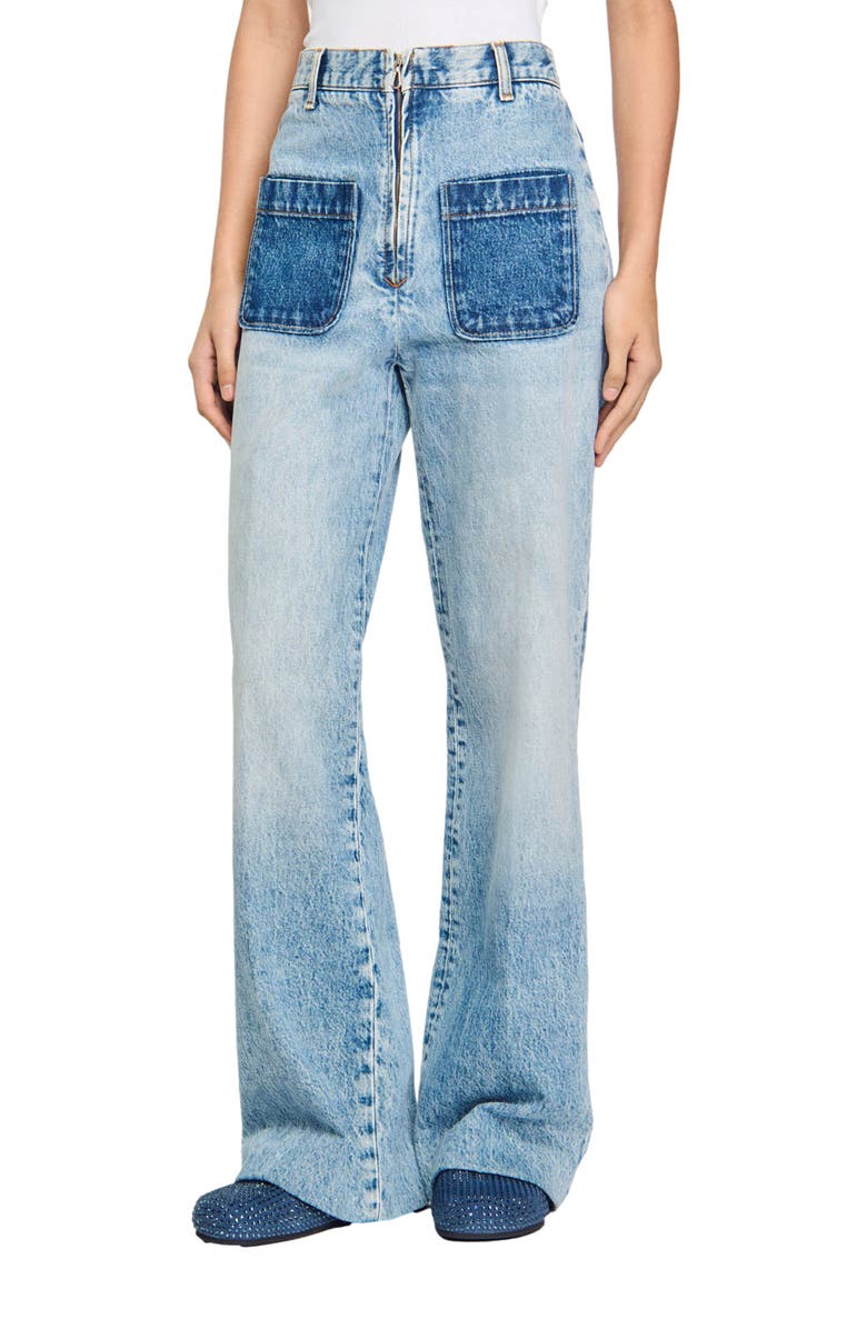 SANDRO High-rise jeans, Alternate, color, Light Bu Jean